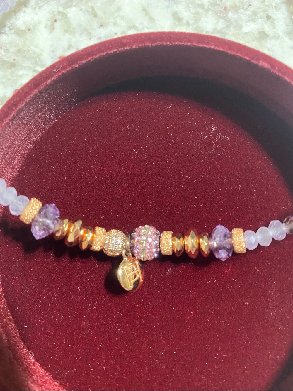 SPARKLE BALL DOUBLE WRAP BRACELET in Amethyst and Rose Gold - Picture 2 of 4